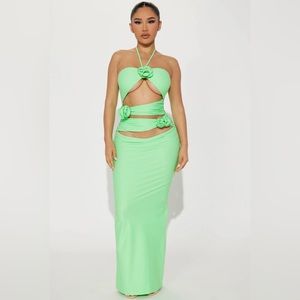 Casey Cut Out Maxi Dress - Lime